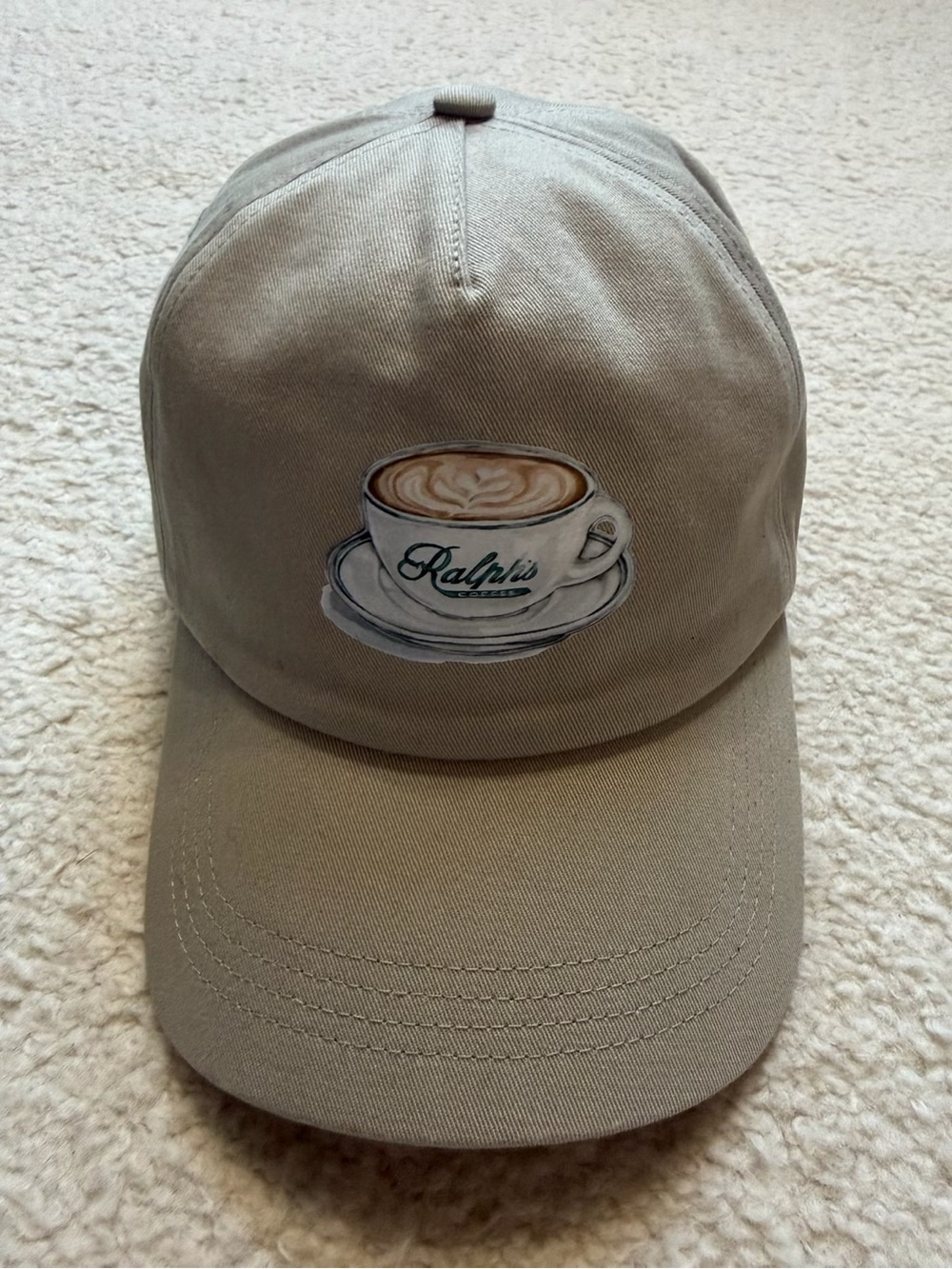 Ralph’s Coffee Embroidered Coffee Cup Hat Beige Tan
